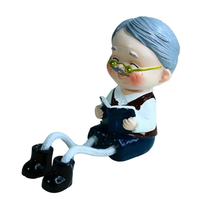 Wonderland (Set of 4 Grandparents with Grand Children Hanging Dolls, Showpiece Dolls Miniature Figurine-Living Room Home Decor Gift Item