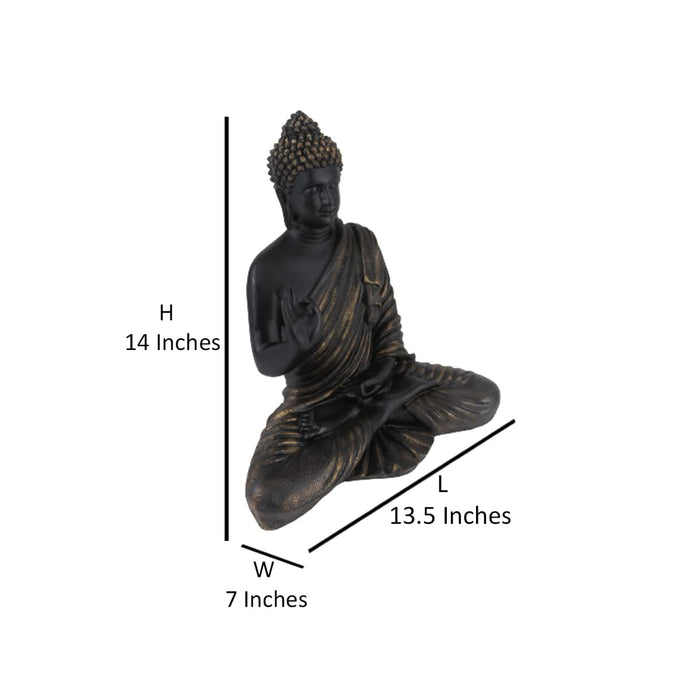 14 inches Ashirvad Avastha Buddha Resin Statue, (Beige) showpiece, Gift