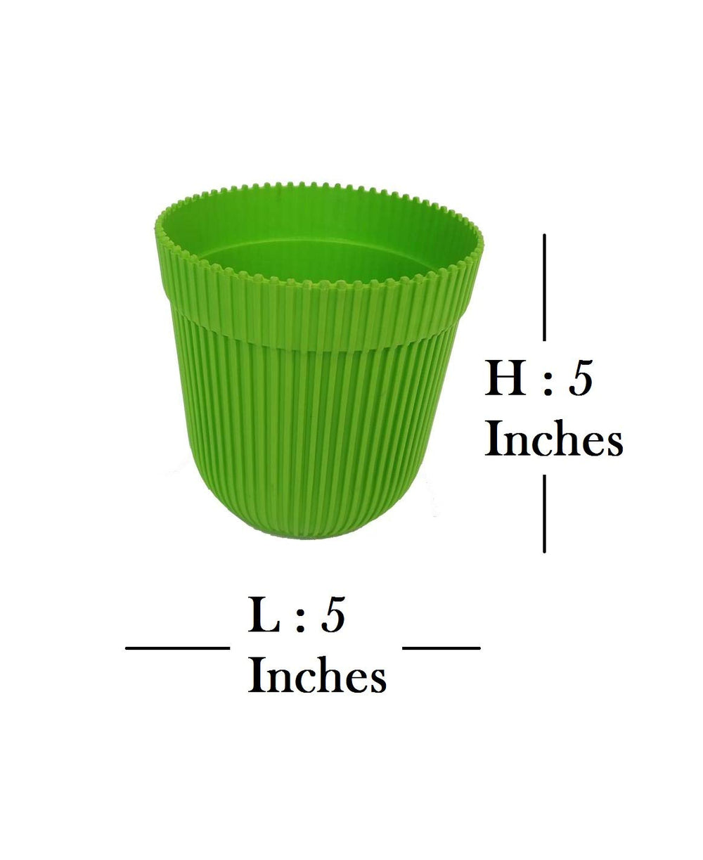 (Set of 6 Green French Plastic Garden Pot
