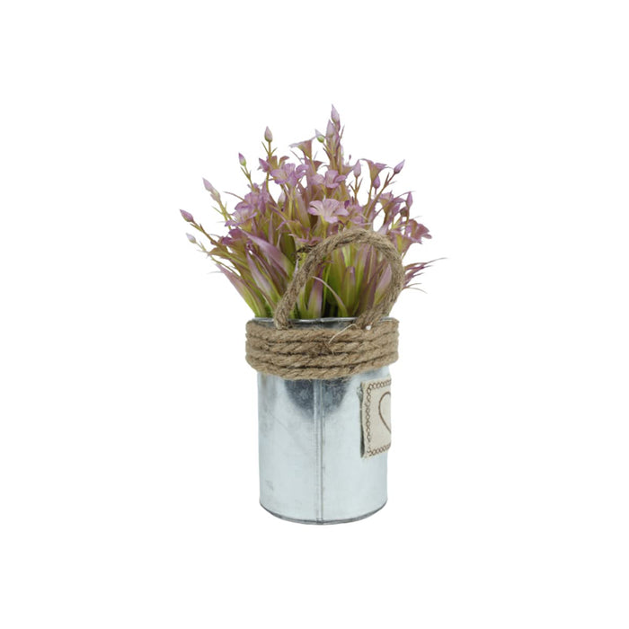 Metal Pot-Light Purple- with Artificial Plant Attached for Home Decor