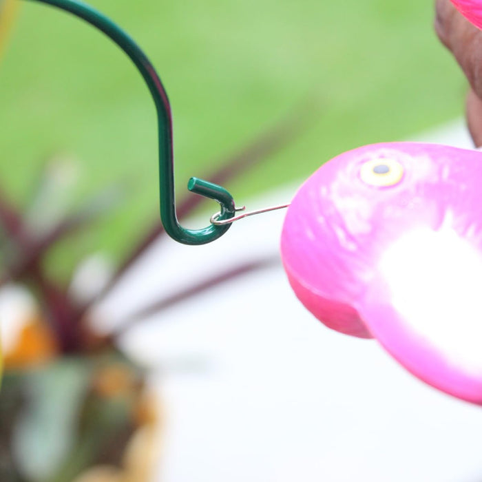 Pink Flamingo Hanging Garden Ornaments for Planters and Lawn Decor (Set of 2) – Weather-Resistant Outdoor Accents