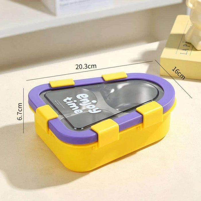 Kids- 470 ml SS lunch Box 304 Stainless Steel Enjoy Time Tiffin Box (price per pc)|Leak-Proof Tiffin Box for Kids | Premium School and Picnic Lunch Box