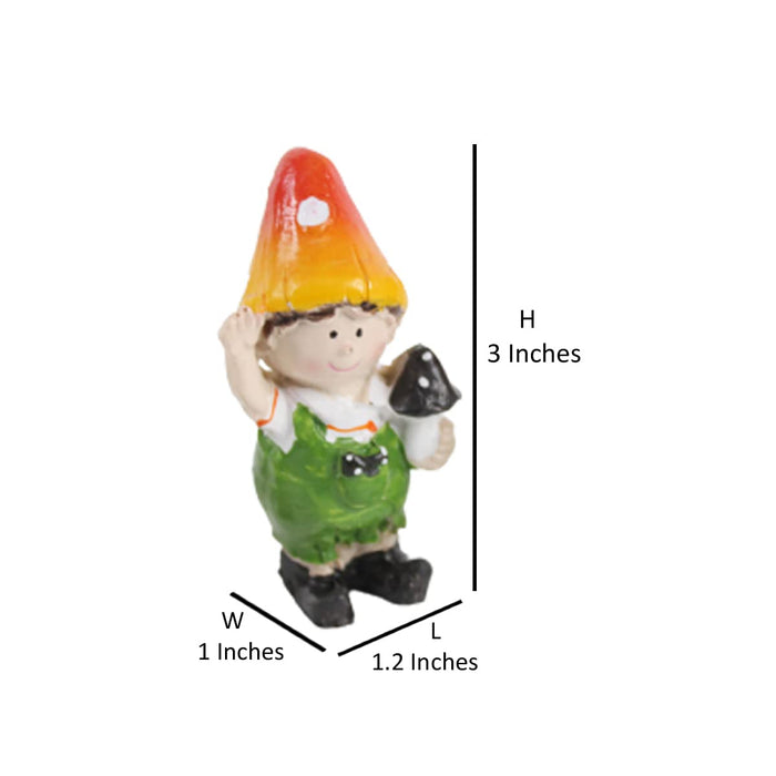 Miniature Garden Gnome Figurine Set of 4 – Cute Plastic Mushroom Cap Boy & Girl Statues for Fairy Gardens, Terrariums, Plant Pots, and Micro Landscapes