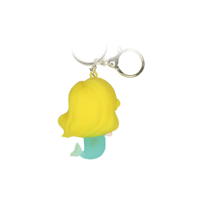 Mermaid Cartoon style keychain with band ( yellow and green)