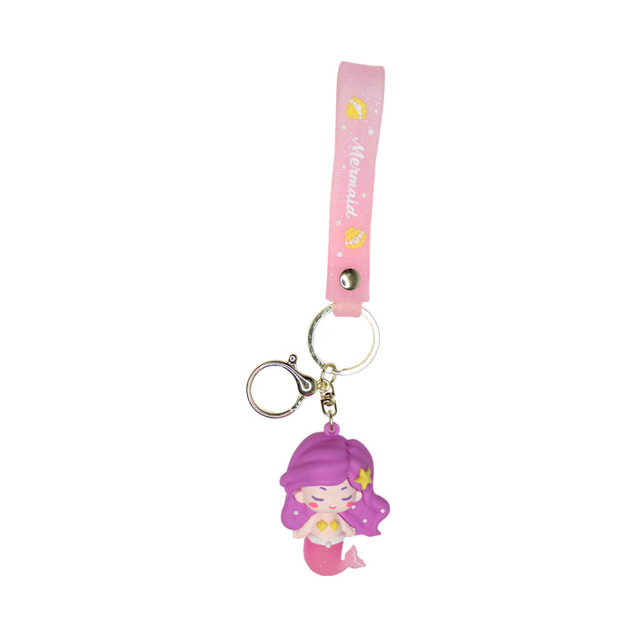 Mermaid Cartoon style keychain with band ( Pink and Purple)