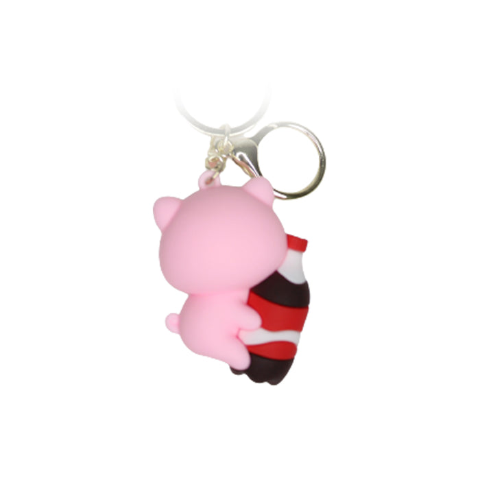 Pink Pig Cartoon style keychain with band