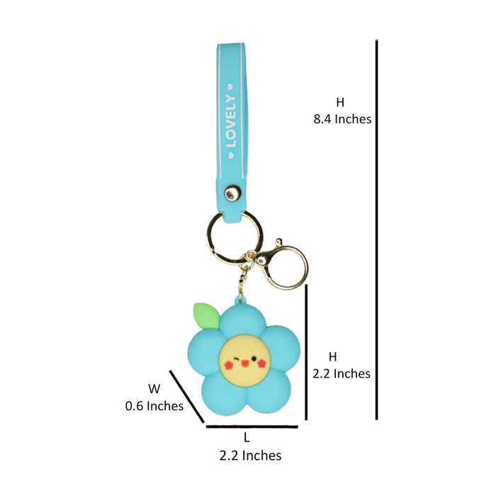 Blue Flower Cartoon style keychain with band