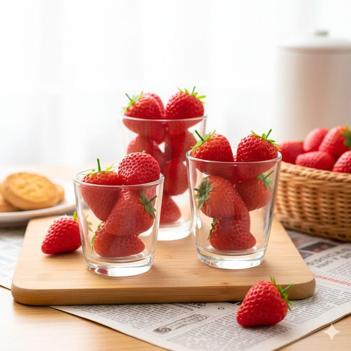 Wonderland 20 Pieces of Arificial Plastic Strawberries, Realistic Red Strawberries with Green Stems and Leaves for Home Kitchen Party Decoration and Photography Props