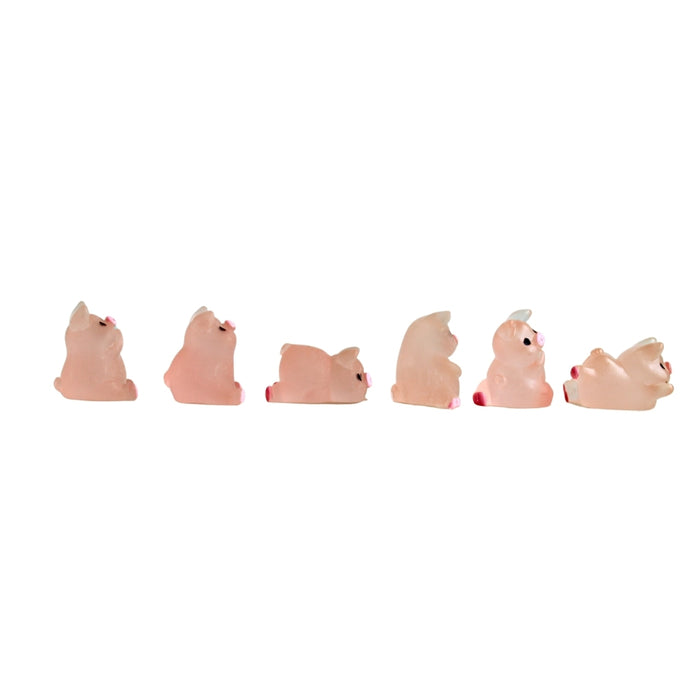 Wonderland (Set of 6 Mini Glow Pigs Miniature Figurines Animals Model Fairy Garden Miniature Moss Landscape