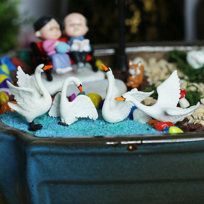 Wonderland Fairyland Swan (Set of 4)|Miniature toys | Tiny toys |Mini collectibles |Small figures | Miniature dollhouse| Miniature fairy garden accessories| Unique gifts