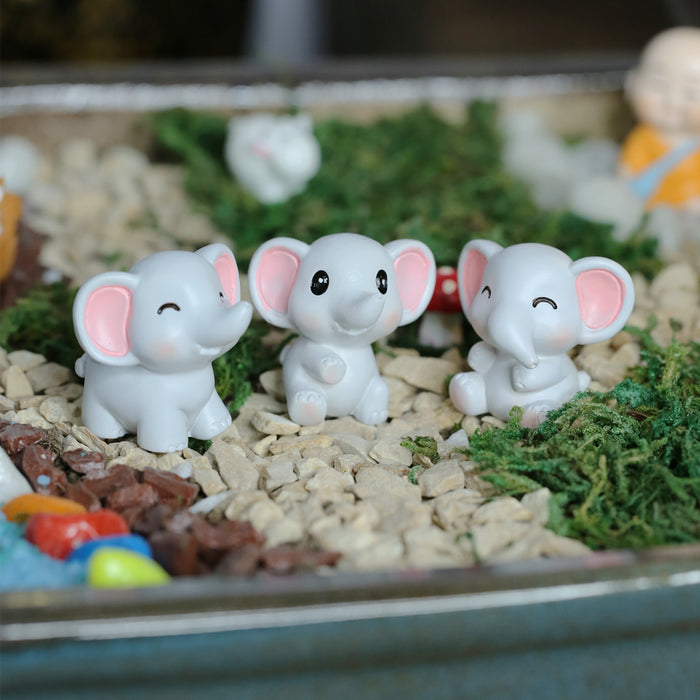 Wonderland Cute fairyland Elephant (Set of 3)|Miniature toys | Tiny toys |Mini collectibles |Small figures | Miniature dollhouse| Miniature fairy garden accessories| Unique gifts