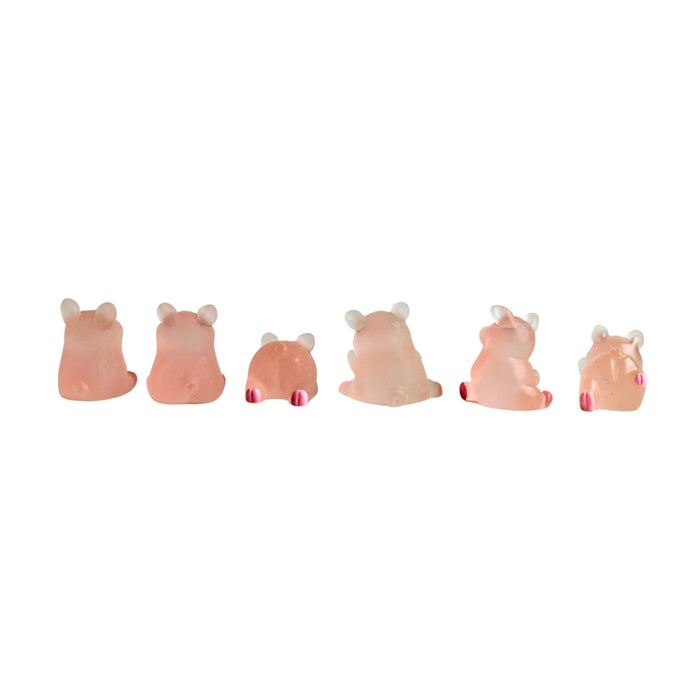 Wonderland (Set of 6 Mini Glow Pigs Miniature Figurines Animals Model Fairy Garden Miniature Moss Landscape