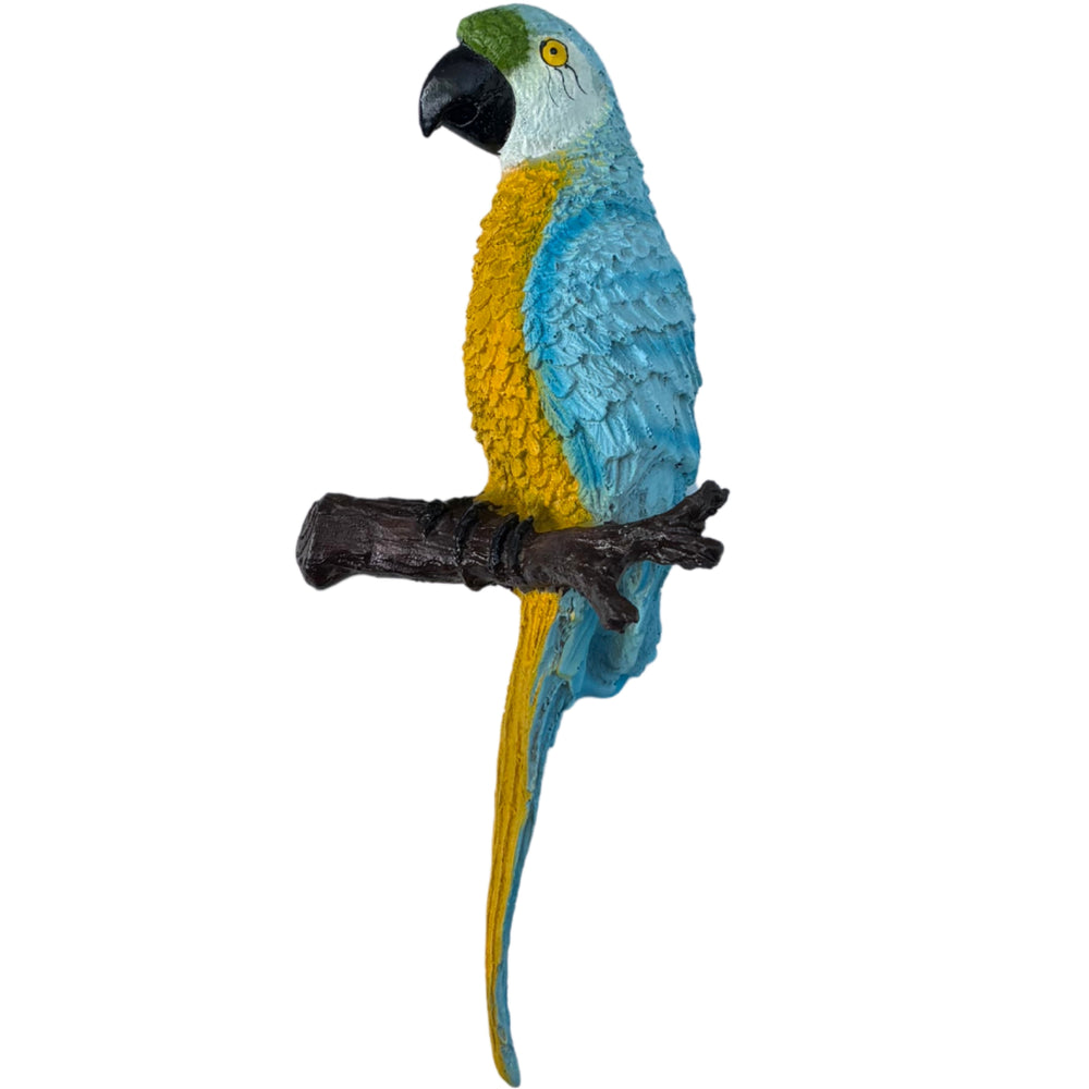 Hand-Painted Tropical Blue and Yellow Macaw Parrot Wall Decor