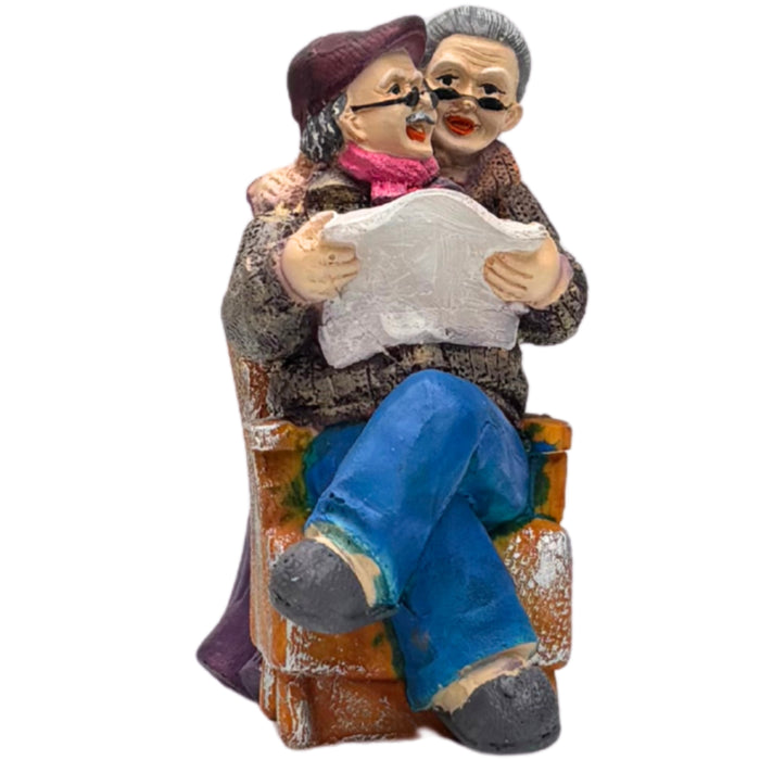 Wonderland Hand-Painted Grandparents Figurine – Heartwarming Elderly Couple "Morning Moments" Statue – Perfect Anniversary or Retirement Home Decor Gift