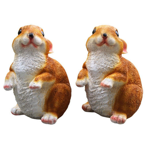 cute hamster figurines set of 2, resin animal garden showpiece, small brown white bunny statue, table desk balcony decor miniature