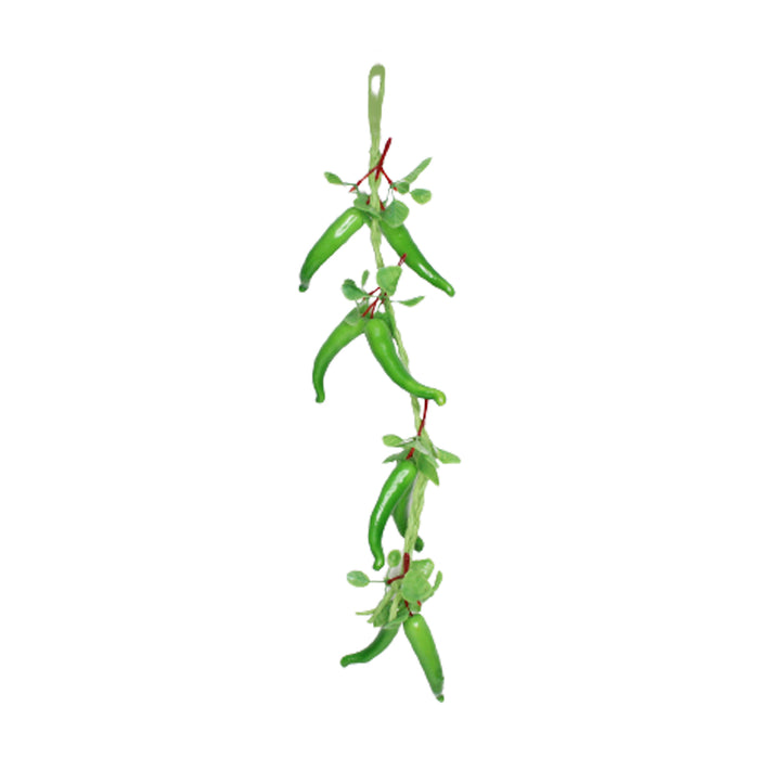 Wonderland Artificial Real Looking Green Chillies String (Set of 2) | Natural Real-looking artificial fruits and vegetables