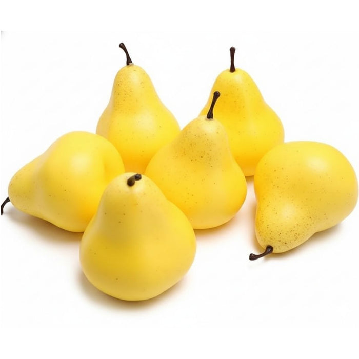 Wonderland 6PCS Artificial Yellow Pears, made of foamed plastic, along with decorative fruits, are incredibly realistic and ideal for use on counters, in glass jars, on dining tables, and for home decoration during Thanksgiving and Christmas.