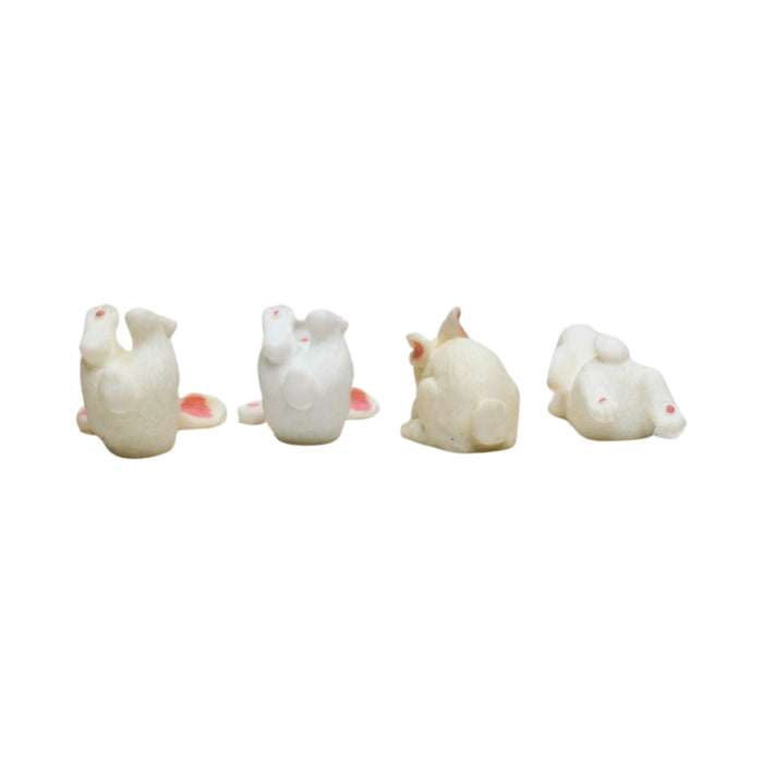 Miniature Toys: Set of 4 Bunnies with Ears Down Fairy Garden Toys