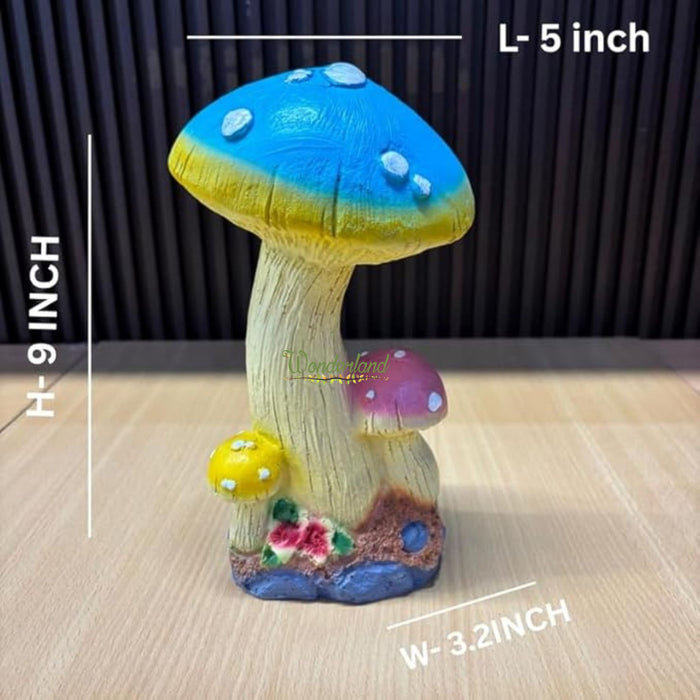 Wonderland Vibrant Set of 2 Whimsical Mushroom Garden Statues – Hand-Painted Resin Toadstool Sculptures for Fairy Gardens, Patio, Lawn, and Indoor Home Decor