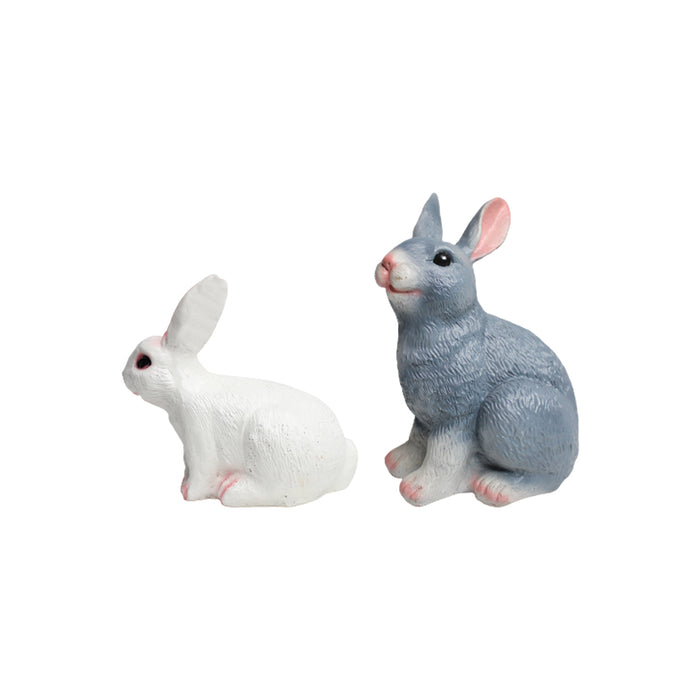 (Set of 2) Rabbit for Garden Decoration (Grey & White)