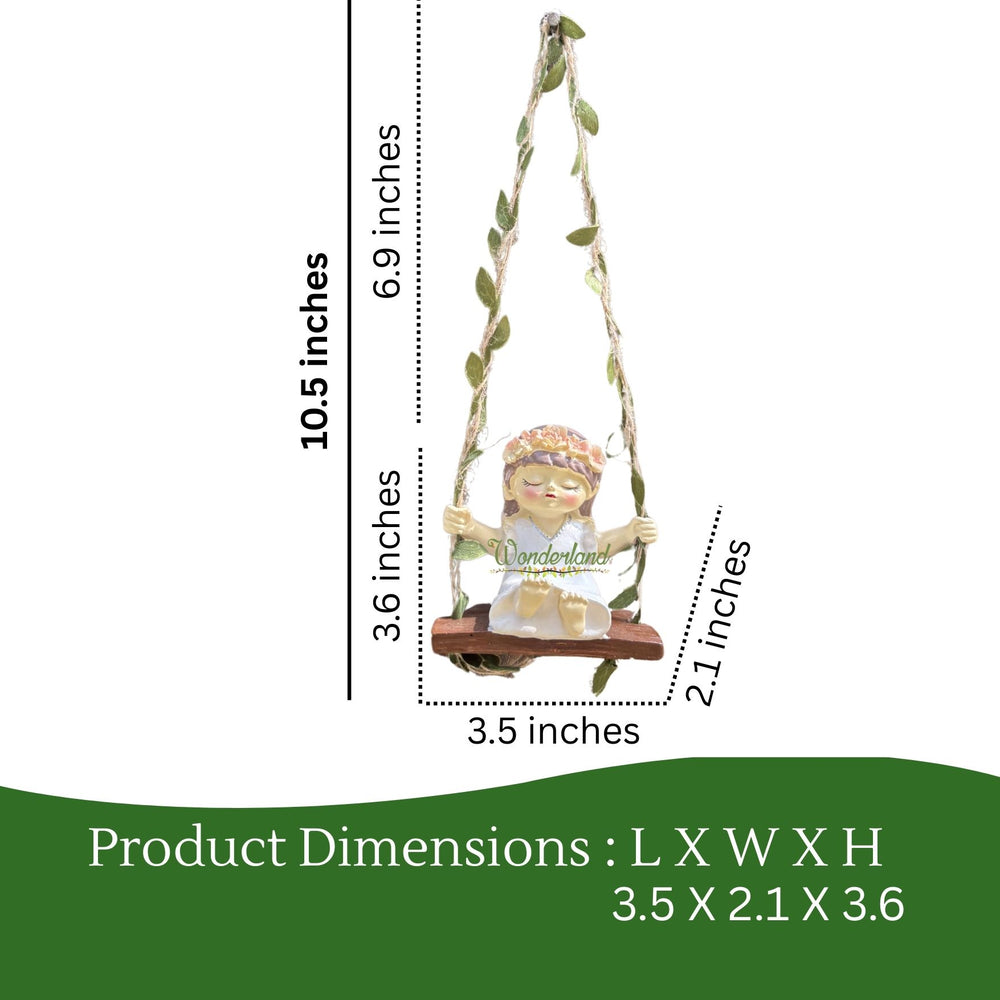 Mini Hanging Girl Garden Statues – Set of 2 Hand-Painted Resin Figurines White & Yellow