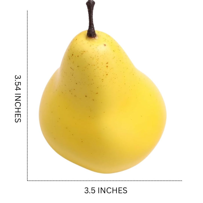 Wonderland 6PCS Artificial Yellow Pears, made of foamed plastic, along with decorative fruits, are incredibly realistic and ideal for use on counters, in glass jars, on dining tables, and for home decoration during Thanksgiving and Christmas.