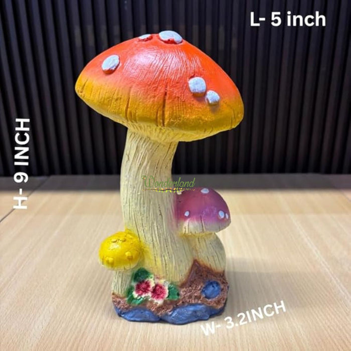 Wonderland Vibrant Set of 2 Whimsical Mushroom Garden Statues – Hand-Painted Resin Toadstool Sculptures for Fairy Gardens, Patio, Lawn, and Indoor Home Decor