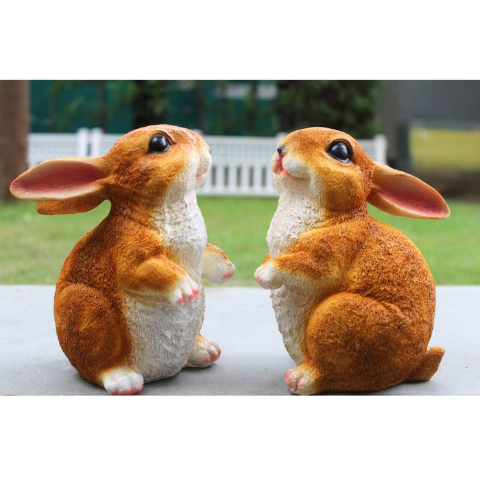Wonderland Cute Bunny Garden Decor Showpiece | Resin Bunny Animal Figurines for Home, Balcony & Desk (Set of 2)