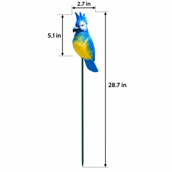 Vibrant Tropical Parrot Garden Stakes (Set of 2) – Red & Blue Hand-Painted Bird Sticks for Flowerbeds & Lawn Borders