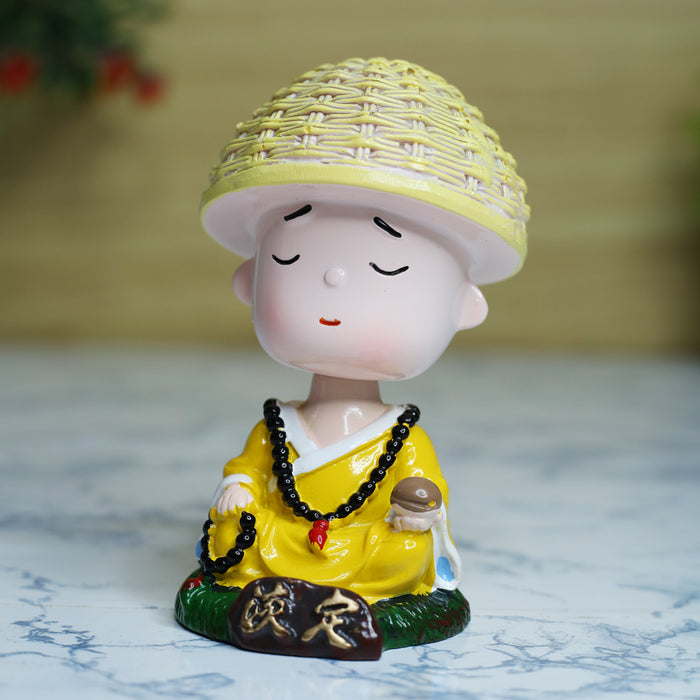 Wonderland Single piece Meditating monk with Beads shaking head| monk statue| home décor| gift articles | gift item