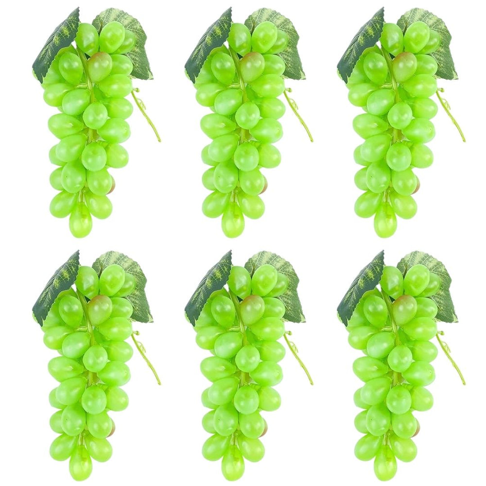 Wonderland set of 6-  Artificial  Green  Grapes Bunches, Lifelike Artificial Grapes, Fake Grape Bundle for Vine Decoration, Wine Kitchen Garland Decor, Faux Fruit Props