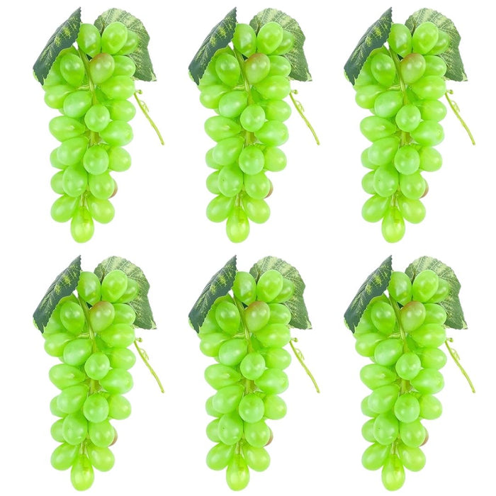 Wonderland set of 6-  Artificial  Green  Grapes Bunches, Lifelike Artificial Grapes, Fake Grape Bundle for Vine Decoration, Wine Kitchen Garland Decor, Faux Fruit Props