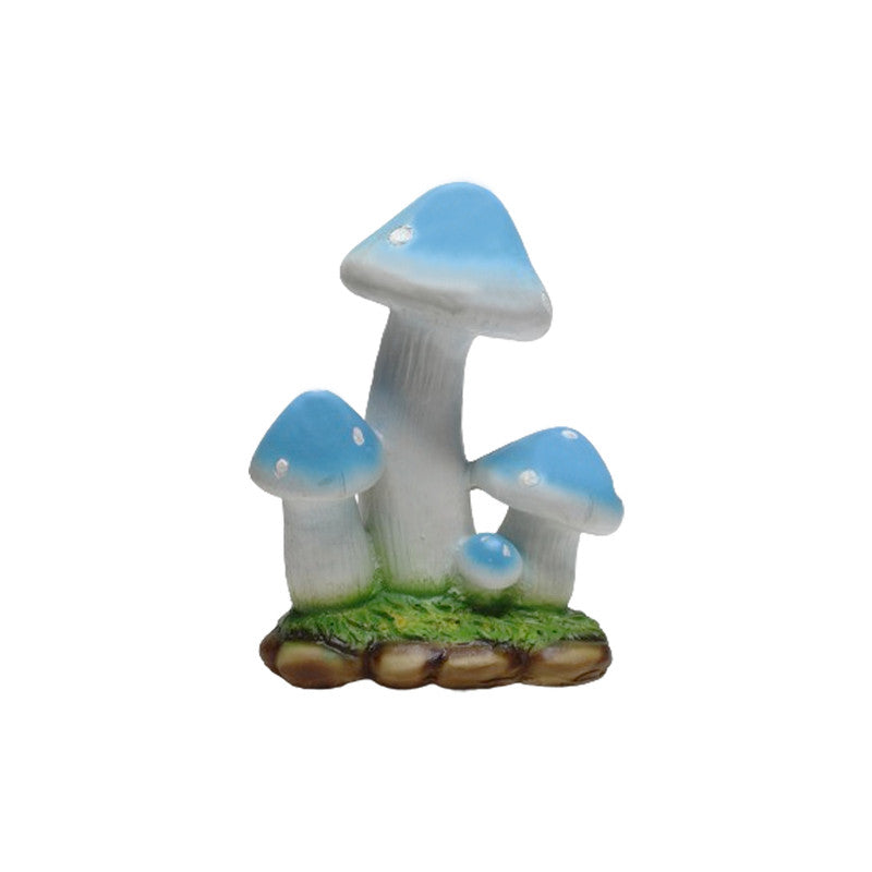 Resin mushroom garden décor in blue