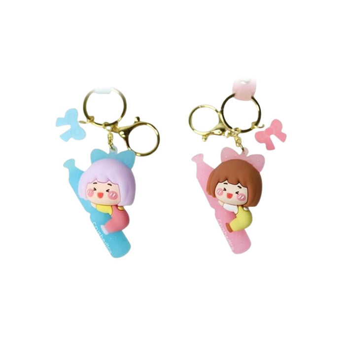 Wonderland Kawaii style ( set of 2) Happy Hug Keychains set of 2 with Holder Accessories, Backpack Car Key Chain for Boy Girl