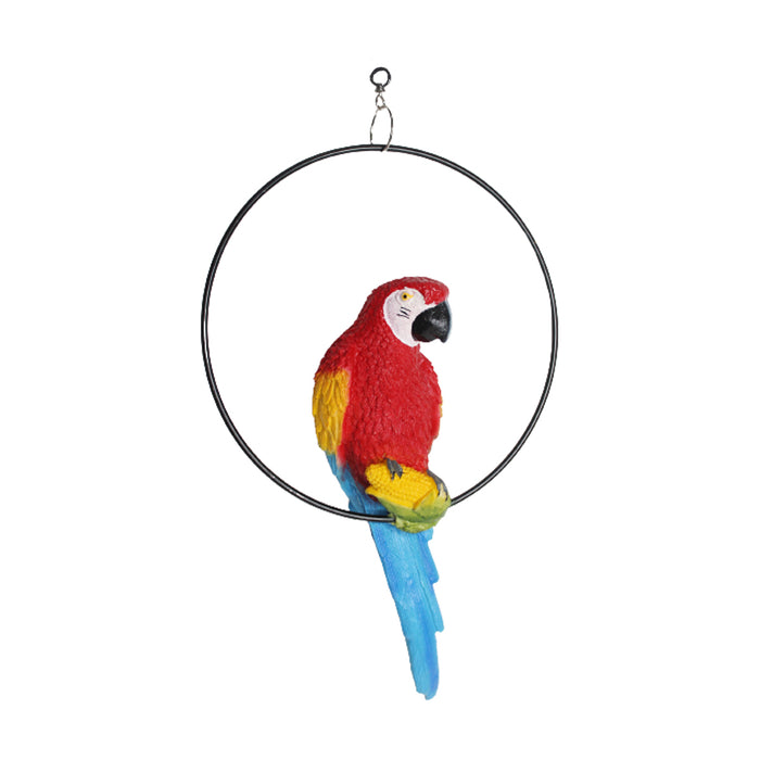 Imported Red Parrot in Ring for Hanging, Home and Garden Decor