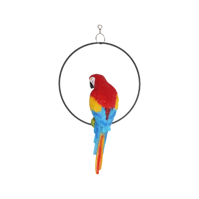 Imported Red Parrot in Ring for Hanging, Home and Garden Decor