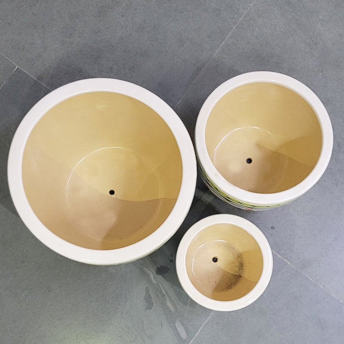 Wonderland Set of 3 Turkish design Imported ceramic pots for exterior/ Outdoor