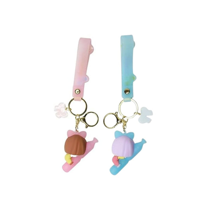 Wonderland Kawaii style ( set of 2) Happy Hug Keychains set of 2 with Holder Accessories, Backpack Car Key Chain for Boy Girl
