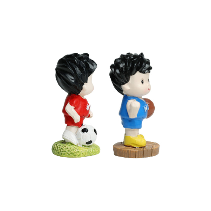 Wonderland (Set of 2 )Sport Boy (Basket ball & football) miniature| figurine statue| home décor| gift articles | gift item