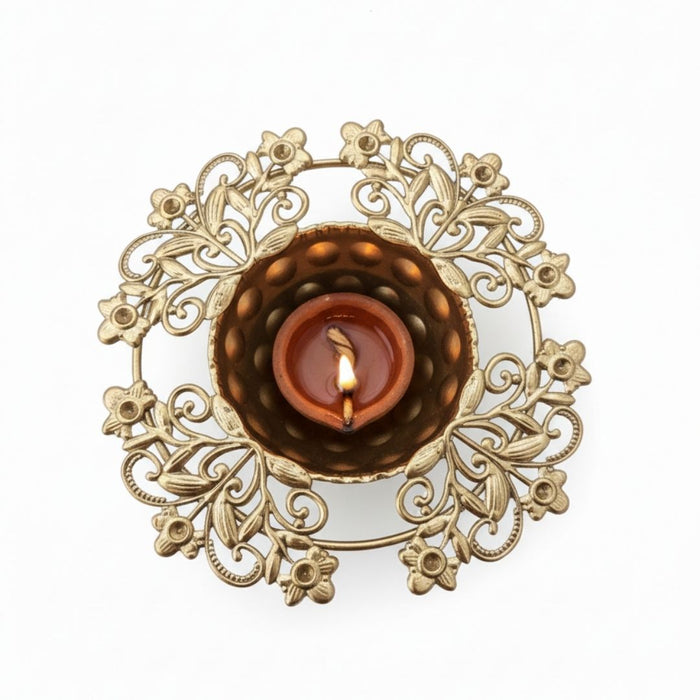 Wonderland 5 inch Gold Finish flower shape urli