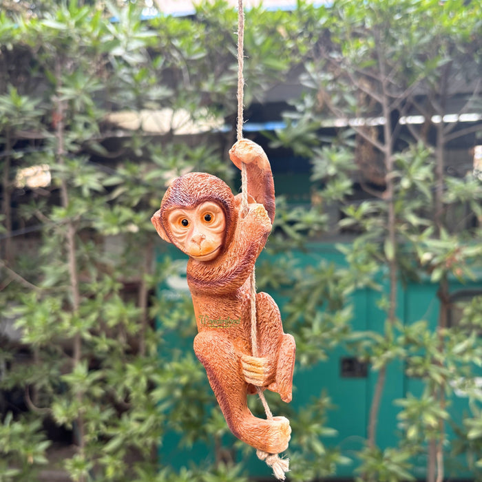 Hanging Garden Statue Set – Panda on Swing & Hanging Monkey Figurines – 2-Piece Whimsical Animal Decor with Leafy Vine Ropes for Outdoor Trees, Patio, or Nursery