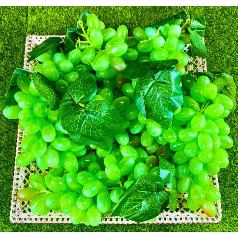 Wonderland set of 6-  Artificial  Green  Grapes Bunches, Lifelike Artificial Grapes, Fake Grape Bundle for Vine Decoration, Wine Kitchen Garland Decor, Faux Fruit Props