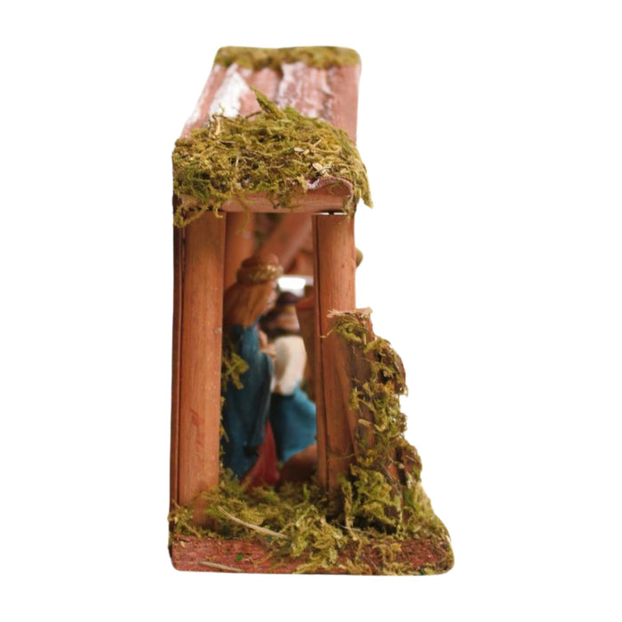 Wooden hut stable Christmas crib