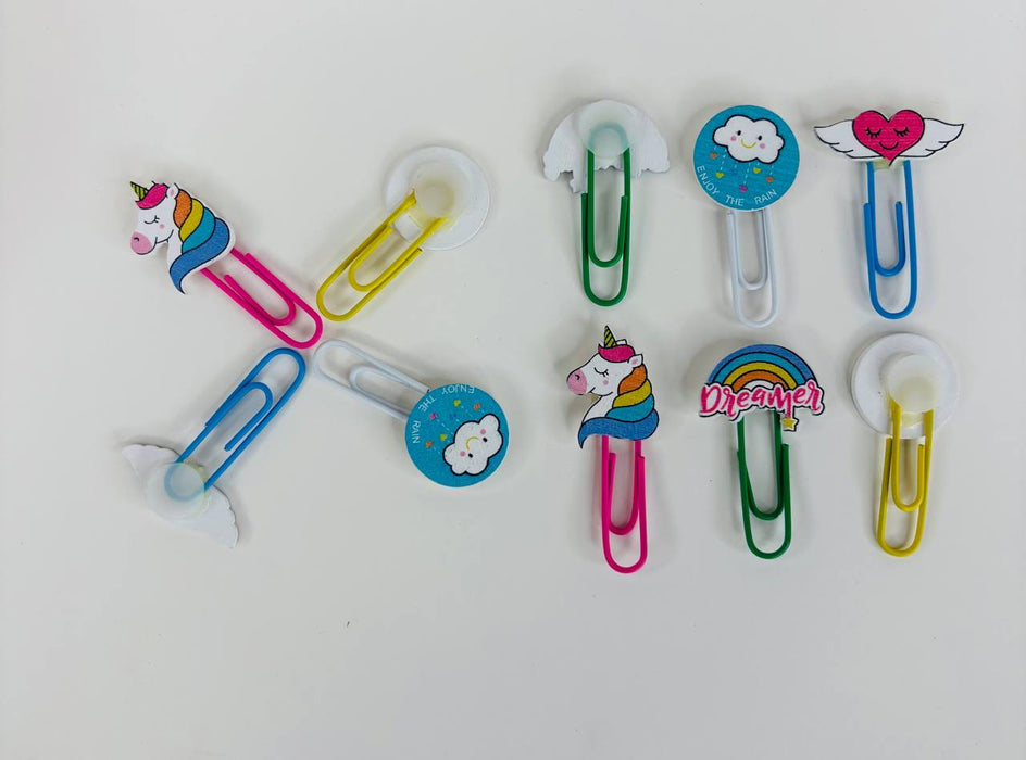 Wonderland set of 10 Cute & Colorful Decorative Paper Clips| Jumbo Bookmarks for Planners, Diaries, and Scrapbooking