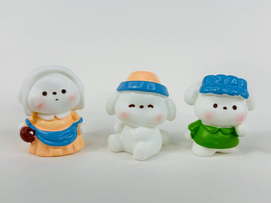 Wonderland set of 3- Collectible Puppy Figurines - Adorable Miniature Dog Toys Set for Desk and Home Decor