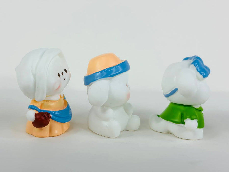 Wonderland set of 3- Collectible Puppy Figurines - Adorable Miniature Dog Toys Set for Desk and Home Decor