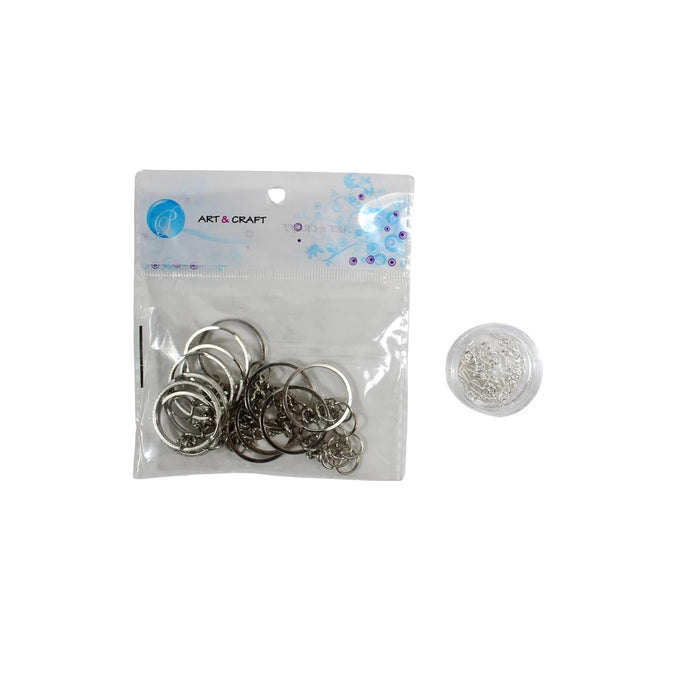 12pc 25 mm Key Ring with Chain and (12pcs Split Rings) & (60pc Small Screw Eyes pins)|Gold|for DIY Craft Making Jewellery Key Ring Accessories
