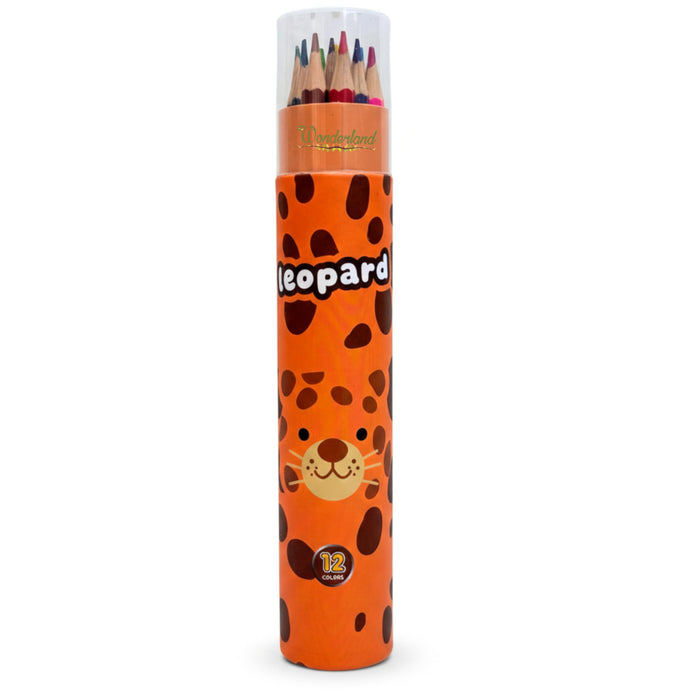 Wonderland Pencil Colors Set 12 Colors | box Gift Stationery Set Leopar animal desing Printing Students Painting rainbow Color Pencil|Leopard desing