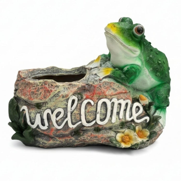 Wonderland Cute Green Frog Welcome Sign Planter / Succulent Pot for Garden & Patio
