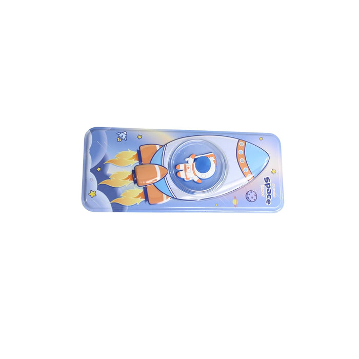 3D Embossed Metal Pencil Box with Dual Compartment -04